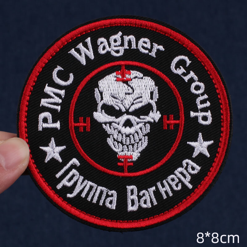 PMC Wagner – Badge tactique, patchs de broderie militaire, crochet et boucle, lettre, rayures, crâne de pistolet pour vêtements