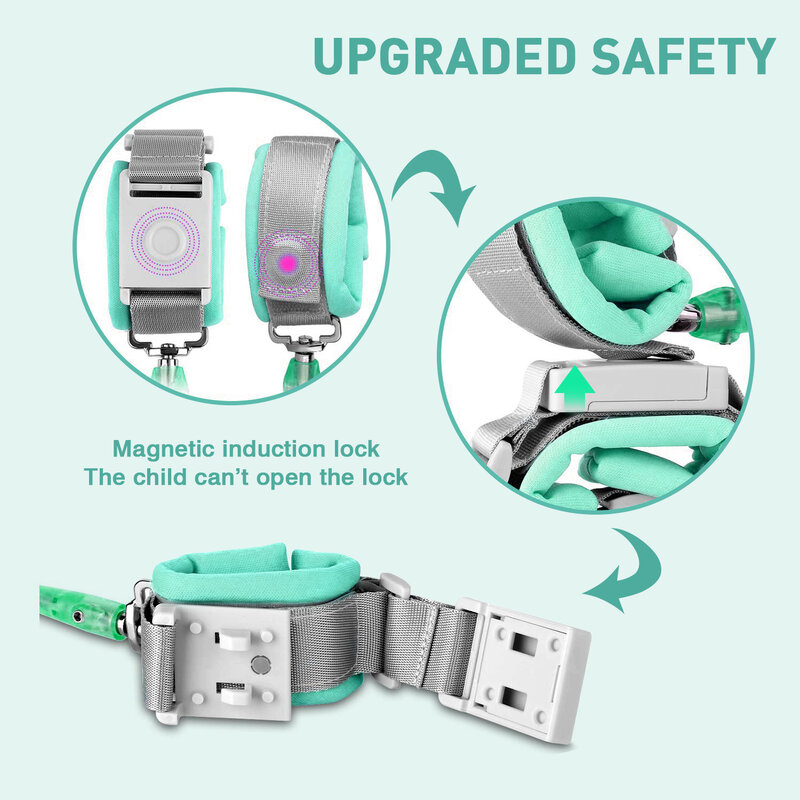 Muñequera antipérdida para niños, pulsera magnética de seguridad para caminar al aire libre, 1,5/2/2 M, 5M