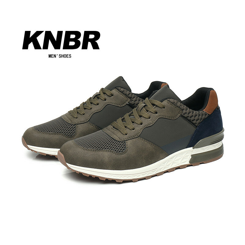 KNBR Men's Sneakers Spring And Autumn Outdoor Breathable Hiking Resistant Comfortable Grey Sport Casual Trainers Shoes For Male