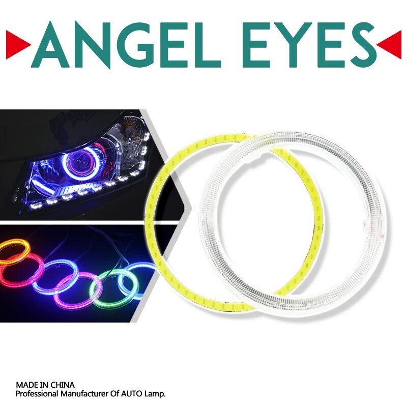 90มม.LED COB Angel Eyes Halo แหวนโคมไฟรถจักรยานยนต์ Daytime Running Light DRL หมอกหลอดไฟ LED 12-24V ไฟตกแต่ง