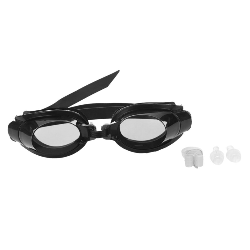 2X Neus Plug Oordopjes + Zwart Anti-Fog Zwembril