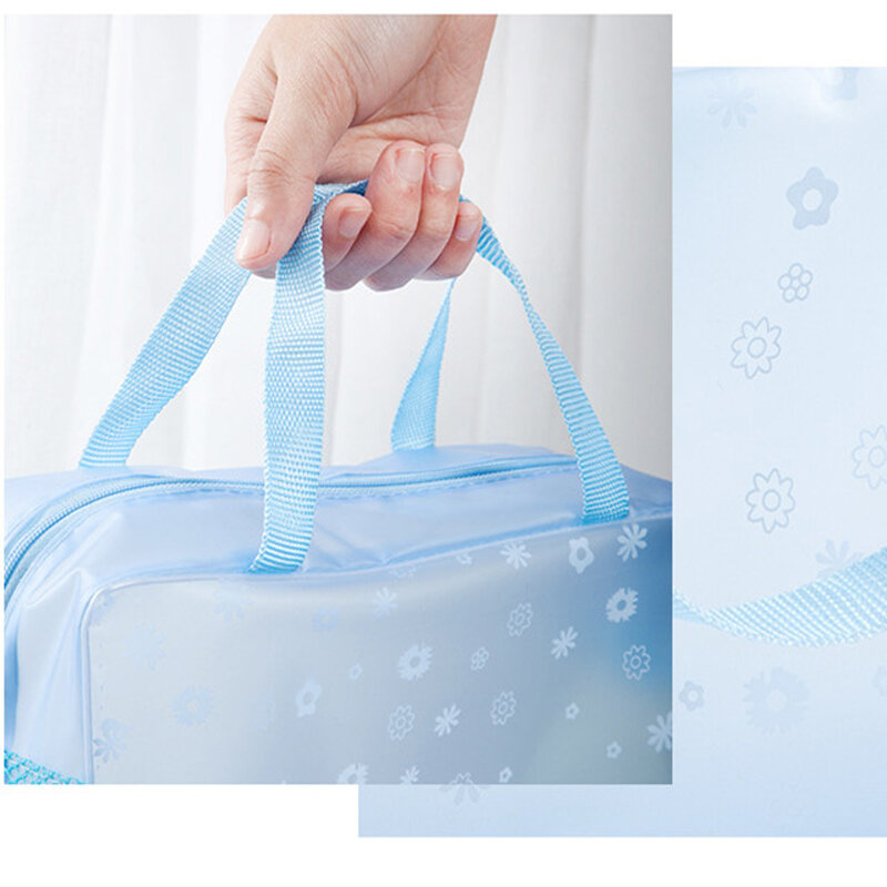 Bolsa de cosméticos transparente de PVC para mujer y niña, estuche de belleza impermeable con cremallera, neceser de viaje, 1 ud.