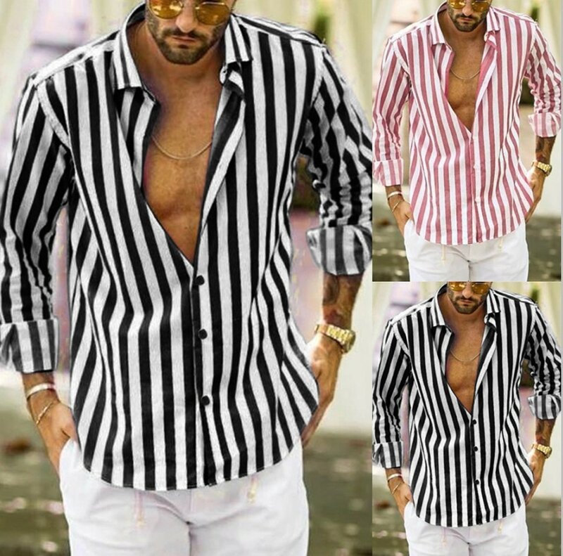 Streep Shirts Voor Mannen Ropa Hombre Chemise Homme Camisas De Hombre Camisa Masculina Blouses Mannen Kleding Roupas Masculinas Blusas