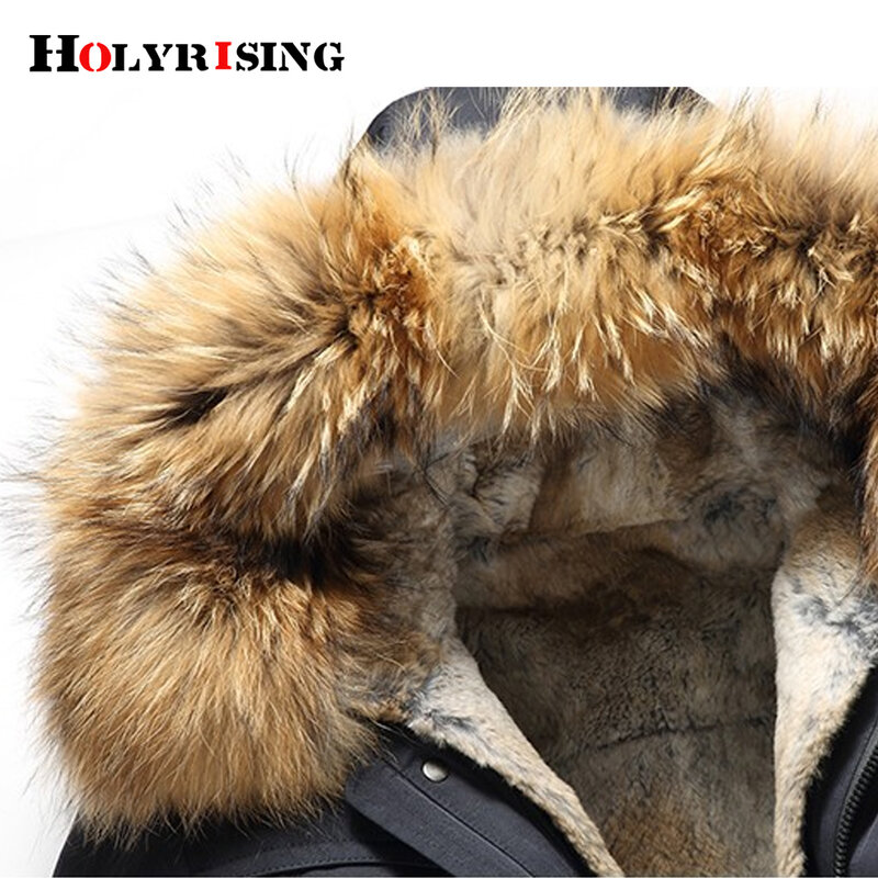 男性アメリカのアライグマの毛皮ライナー海寧メンズナチュラル毛皮のコート-40 ℃ 男性ロングパーカービッグ毛皮冬ウインドブレーカー防風コートN195