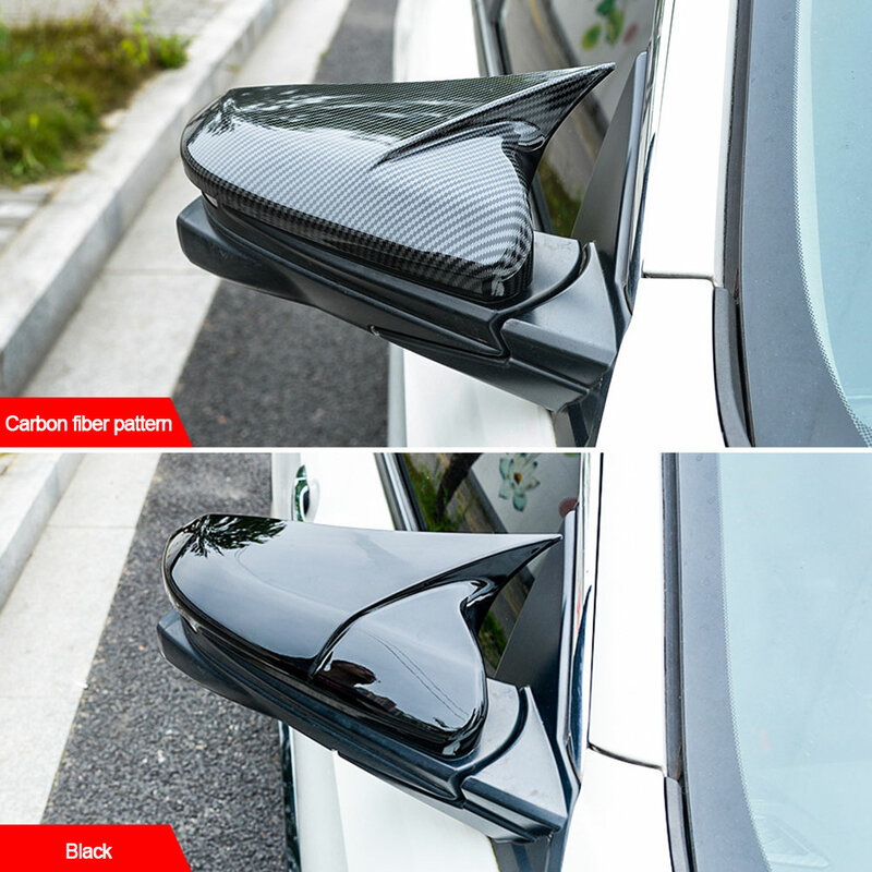 القرن شكل ABS ألياف الكربون نمط الرؤية الخلفية غطاء مرآة جانبية الرؤية الخلفية قبعات لهوندا ل سيفيك 10th 2016 2017 2018 2019 2020