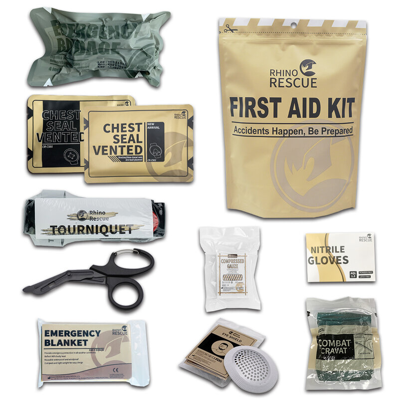 Kit de trauma tático rinoceronte para configurar kit sobrevivência kit de emergência ao ar livre para acampamento, caminhadas ou aventura ao ar livre engrenagem ifak