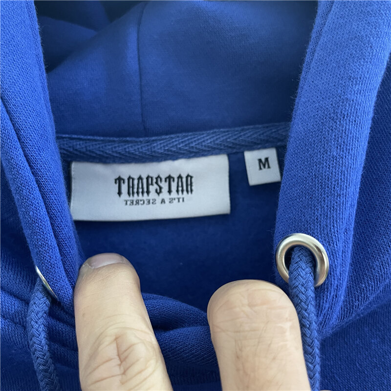 Niebieski Trapstar bluza z kapturem mężczyźni kobiety 1:1 Top wersja ręcznik haftowane Trapstar sweter ubrania