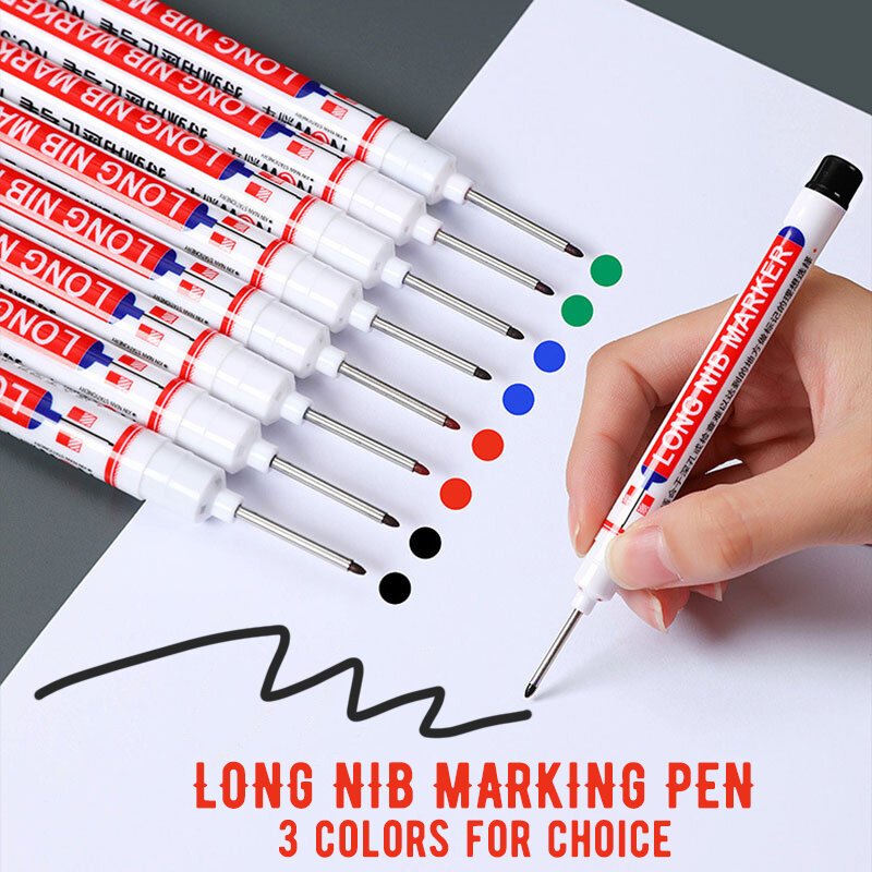 1/3/5Pcs Long Head Markers Pen Bathroom Woodworking Decoration Multi-purpose Deep Hole Waterproof Marker Pens Red/Black/Blue Ink