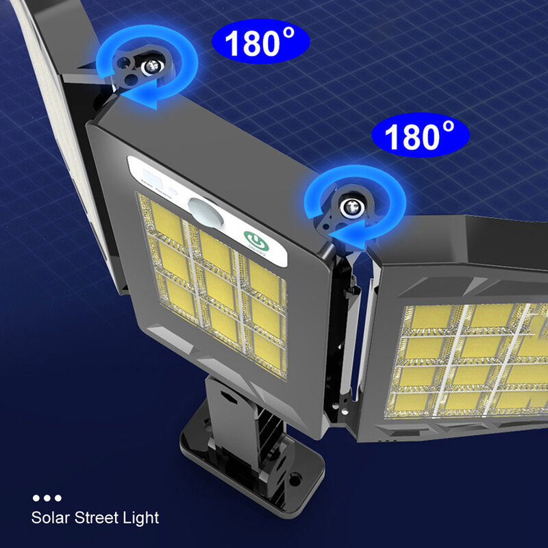 Садовые уличные лампы на солнечной батарее 648 COB, настенный водонепроницаемый светильник с датчиком движения и дистанционным управлением д...
