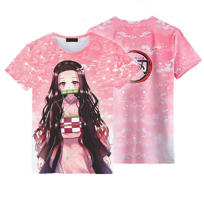 T-shirt unisexe pour garçon et fille, surdimensionné, décontracté, à la mode, dessin animé démon Slayer Kochou Shinobu 3D
