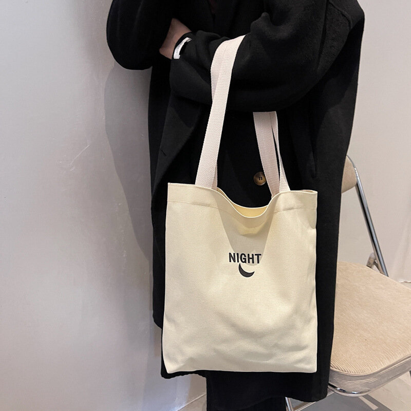 Borsa per la spesa giapponese a spalla singola in tela per borsa da libro leggera e Versatile per studenti del supermercato letterario di minoranza