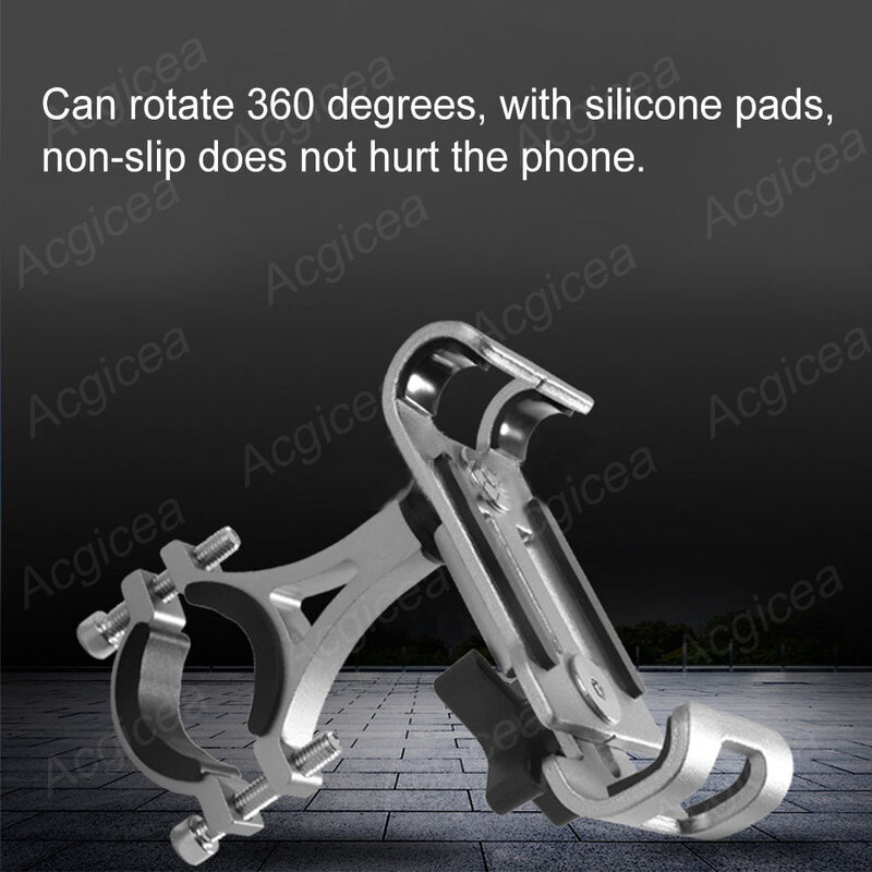 Bicycle Phone Holder Aluminum Alloy Anti-Slip Mount Cellphone Bracket Support GPS Clip Bike Accessory Universal Motorcycle Stand