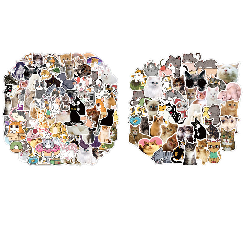 Pegatinas de dibujos animados de gato Kawaii, calcomanías de grafiti impermeables para motocicleta, equipaje, guitarra, monopatín, regalo para niños, A0038