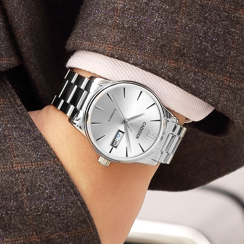 남자 시계 자동 기계 손목 시계 럭셔리 곡선 사파이어 시계 NH36 운동 비즈니스 시계