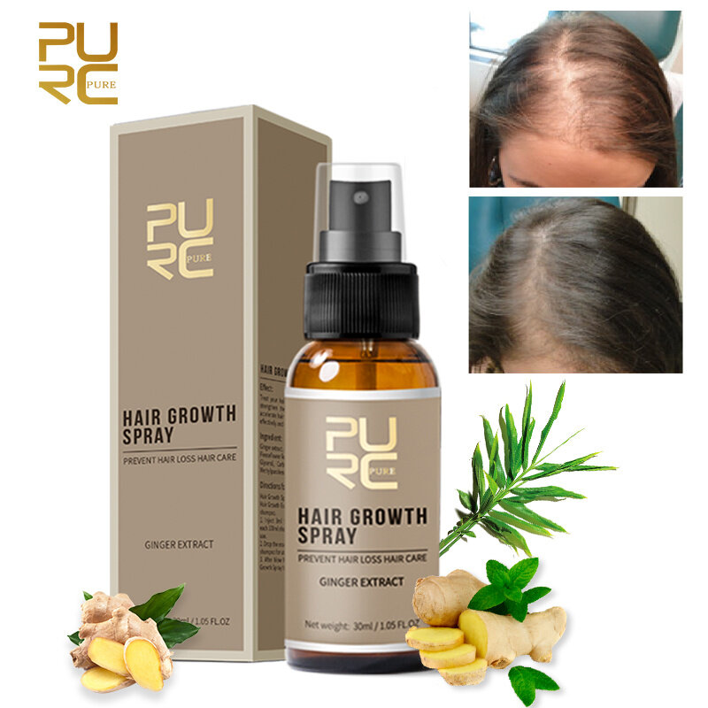PURC Ginger Hair Growth Essential Oil Fast Growing Spray Scalp Treatment Beauty Health Hair Care Product For Men Women 30ml
