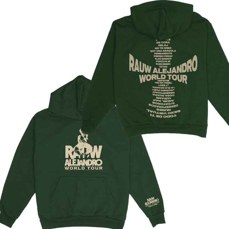 Rauw alejandro world tour merch hoodie unisex manga longa mulher homem moletom casual estilo 2022 hip hop rapper roupas de moda