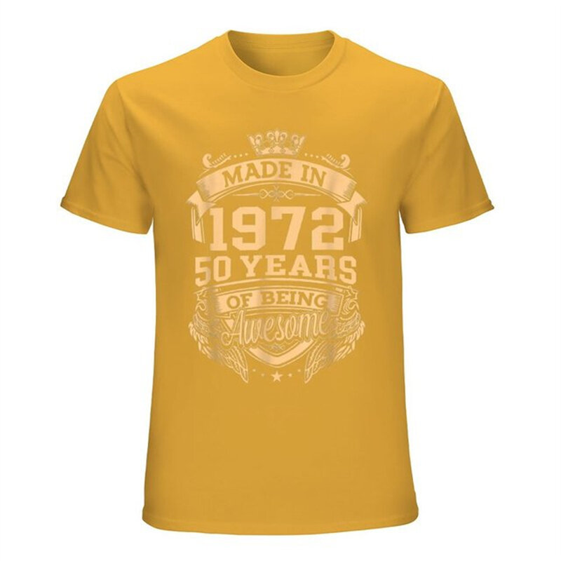 Футболка мужская с надписью «Сделано в 1972 году 50 лет удивительного 50-го дня рождения», новинка, футболка, уличная одежда, Женские повседневн...