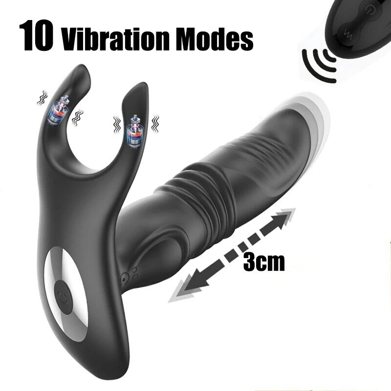 Vibratore telescopico del Dildo anale per gli uomini massaggiatore della prostata senza fili giocattoli del sesso anale masturbatore maschile Buttplug giocattoli per adulti per gli uomini