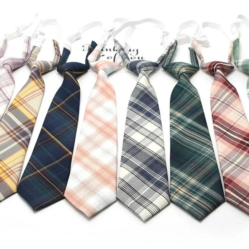 Fashion Men Women Neck Tie Cotton Boys Girls Ties Slim Plaid Necktie For Gifts Casual Novelty Rubber Tie Adjustable Neckties