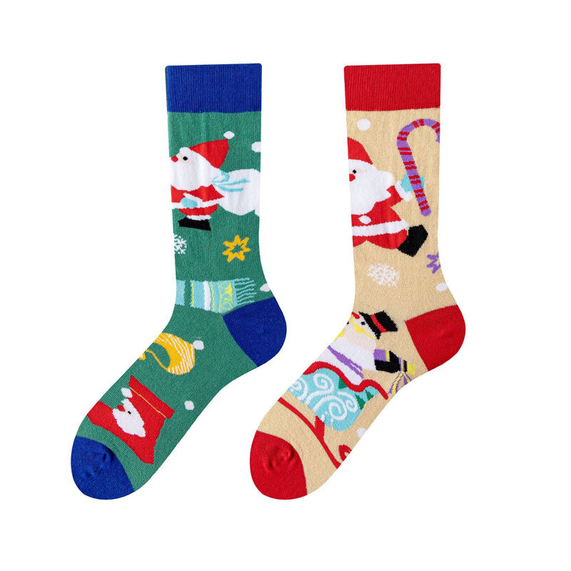 Chaussettes en coton AB de Noël, chaussettes de sommeil de dessin animé mignon, bas de sol chauds pour la maison, automne et hiver