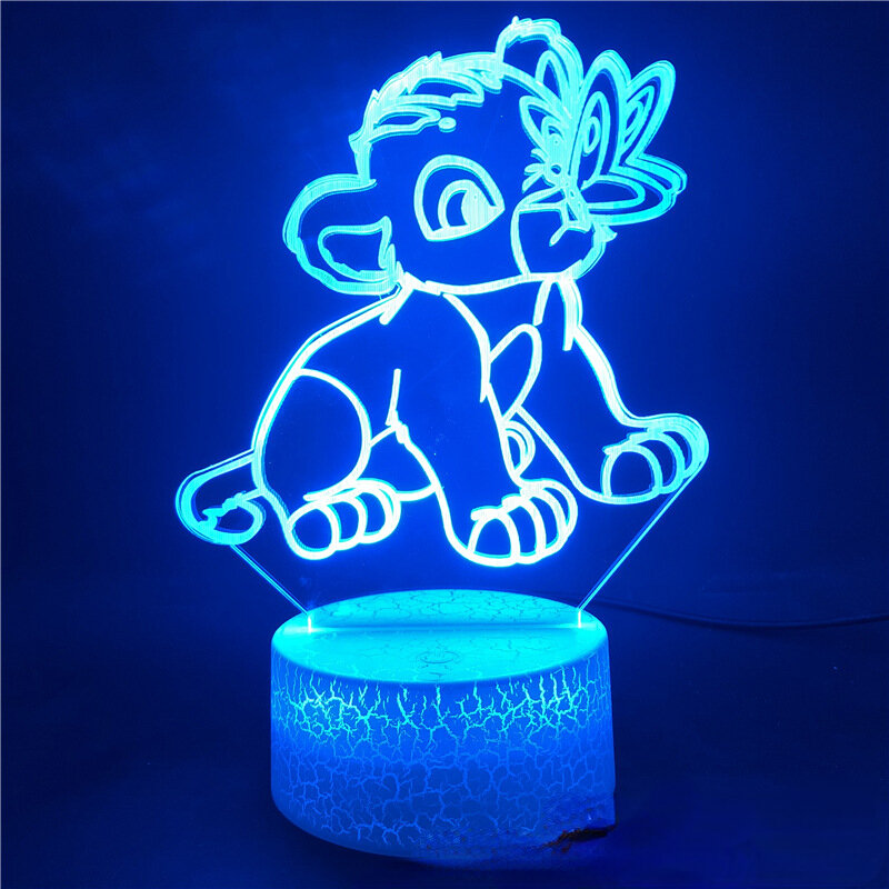 Disney król lew Simba 3d nocna lekka kreatywna prezent dla dzieci nowy wyjątkowy kolorowy dotykowy pilot zdalnego sterowania lampa stołowa Led
