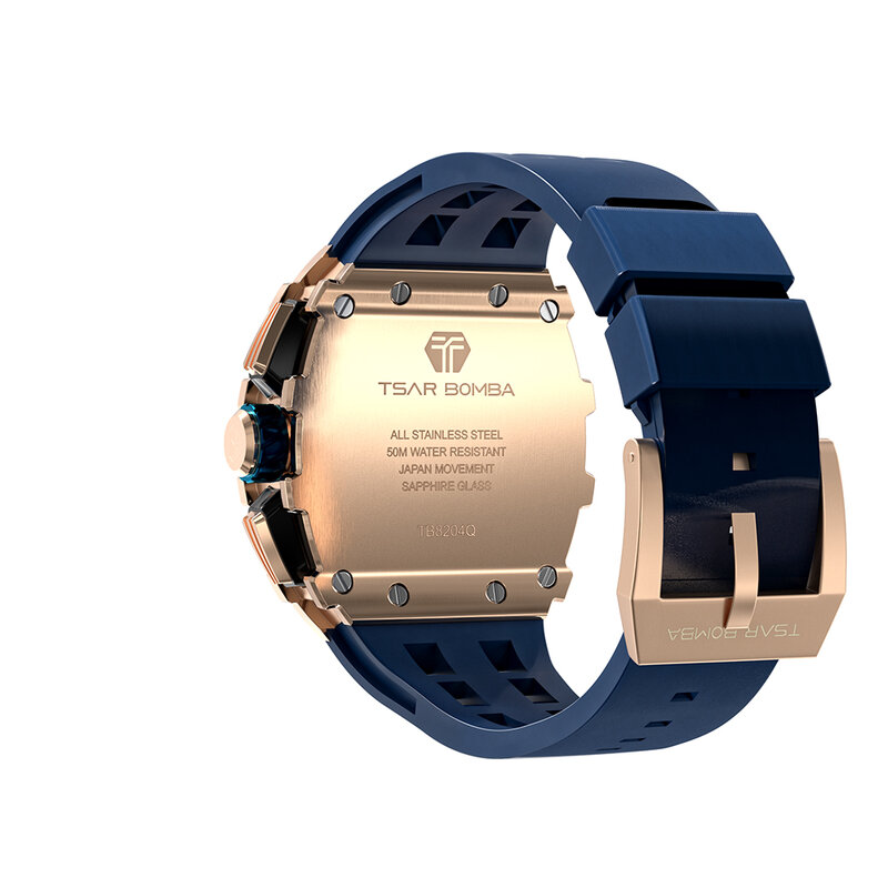 2022 TSAR BOMBA Watch for Men 50ATM Dive Wristwatch 316L Stainless Steel Tonneau Chronograph Stylish Quartz Clock Montre Homme