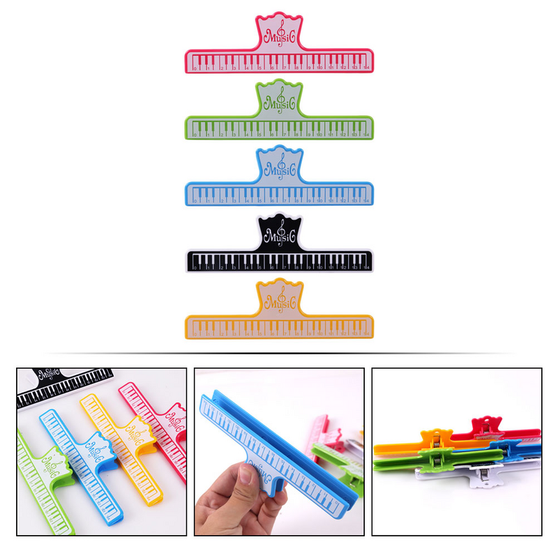 5pcs Plastic Book Clips Musical Book Page Holders Score Clips Sheet Clips