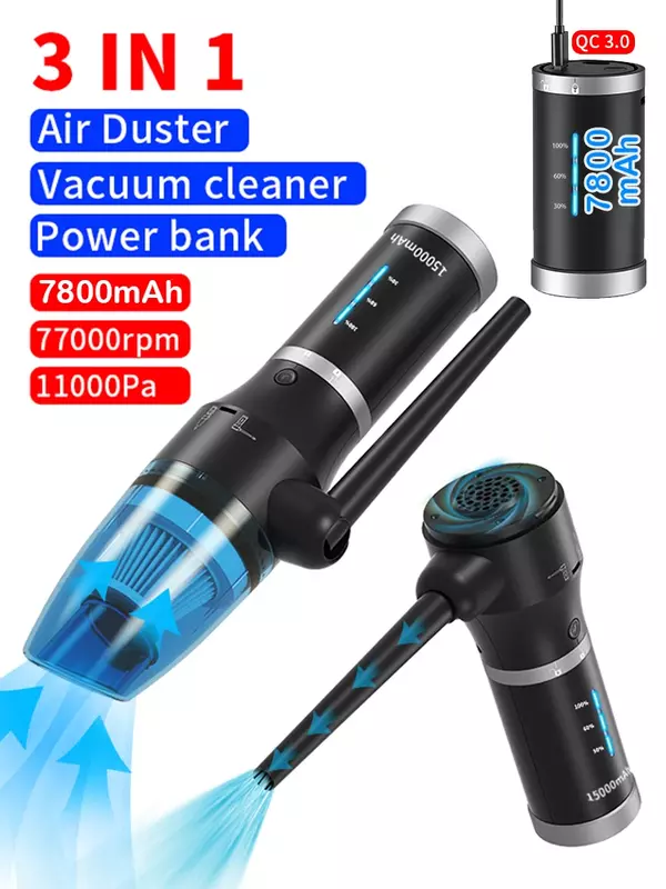 2 in1 Cordless Air Duster & Vacuum Cleaner Handheld Wireless Computer Air Blower for Cleaning the Sofa PC Keyboard Crumbs