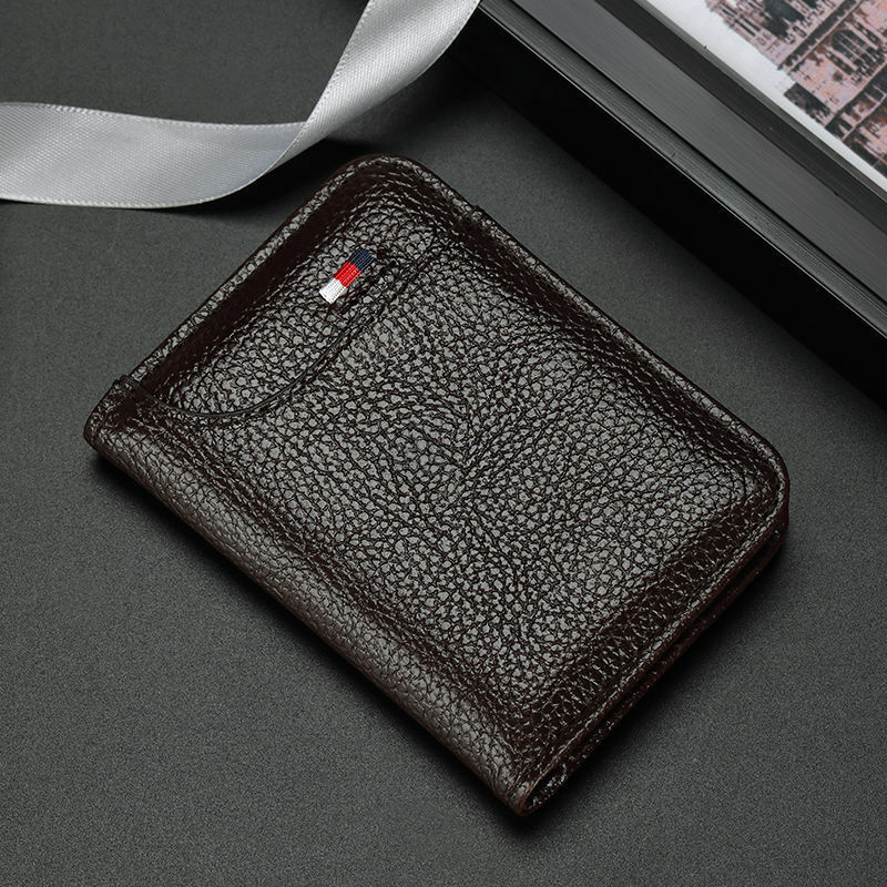 Men's Card Holder Thin Mini Wallet Card Storage Bag Unisex Exquisite Pu Purse Blocking Bank Card Cash Storage Pouch