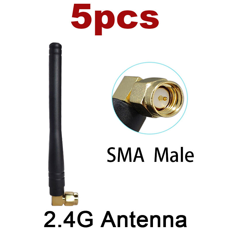 Antena de 5 piezas 2,4g 3dbi sma hembra wlan wifi 2,4 ghz antena pbx iot módulo router tp link receptor de señal antena de alta ganancia