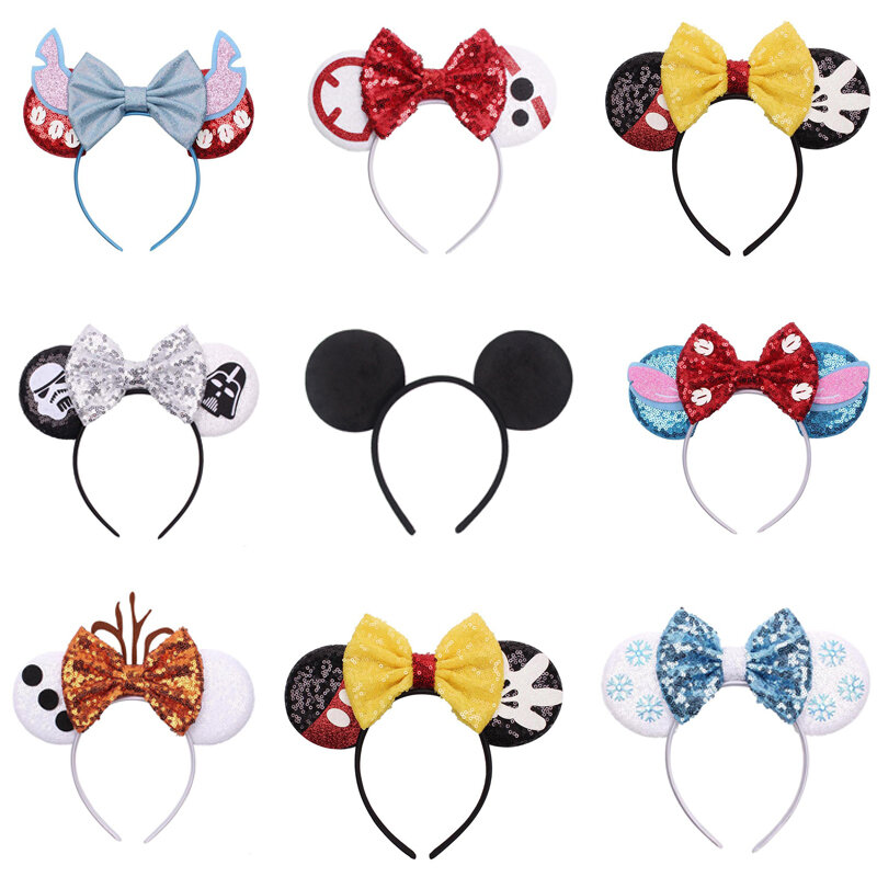 Disney Mickey Stitch Orelhas Congeladas Headband, Lantejoulas Cabelo Arcos, Charme para Mulheres, Festival Hairband para Meninas, Acessórios para Cabelo, Party Headband