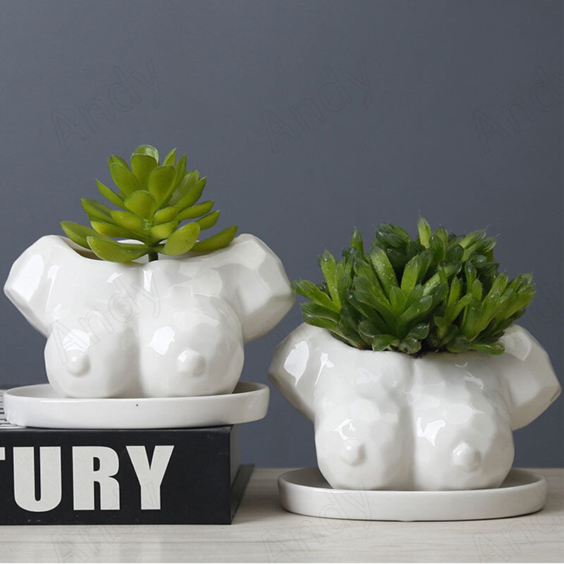 Criativo vaso de flores cerâmica francês o corpo arte varanda macetas para plantas suculentas sala estar desktop ornamentos abstratos