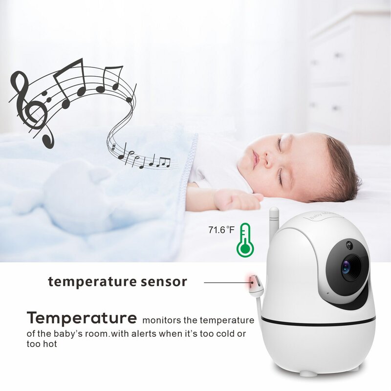 5 polegada monitor de vídeo do bebê com duas câmeras e áudio, visão noturna, 4x zoom, 1000ft faixa 2-way áudio sensor de temperatura lullaby