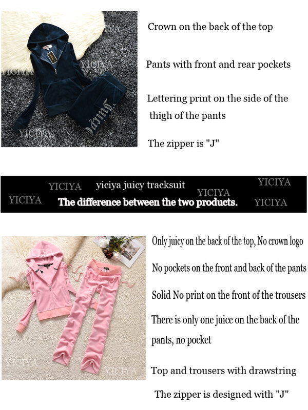 YICIYA Juicy Tracksuit Spring/Fall 2022 Women's Brand Velour Tracksuit Suit Women Velvet Zipper Sweatshirt And Pants Fat Sister