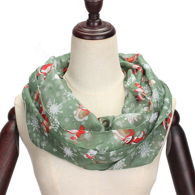 Christmas Scarf Christmas Pattern Printed Fashion Thin Scarf Women's Christmas Scarf Accessories Ladies Comfortable Warm Scarf