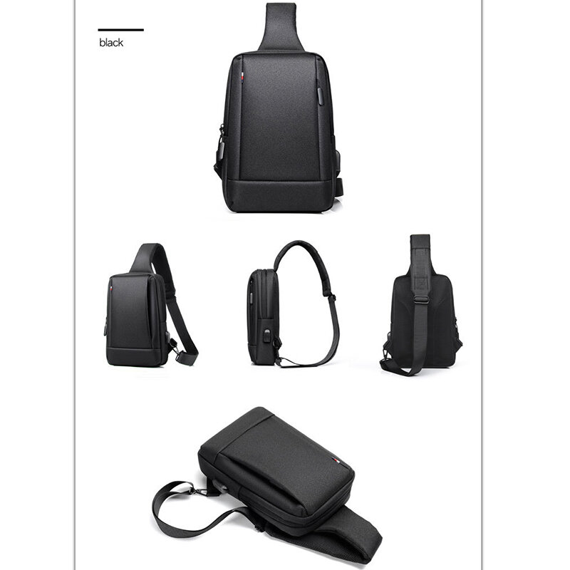 SUUTOOP Men Multifunction Fashion Shoulder Bag USB Crossbody Bag Travel Sling Bag Sports Pack Messenger Pack Chest Bag For Male