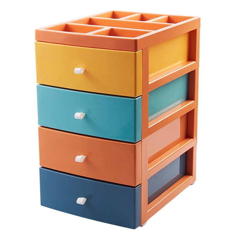 New Drawer Desktop Storage Box Cosmetic Shelf Office Student Desk Organize Fantastic Storage Small Cabinet Four-Floors