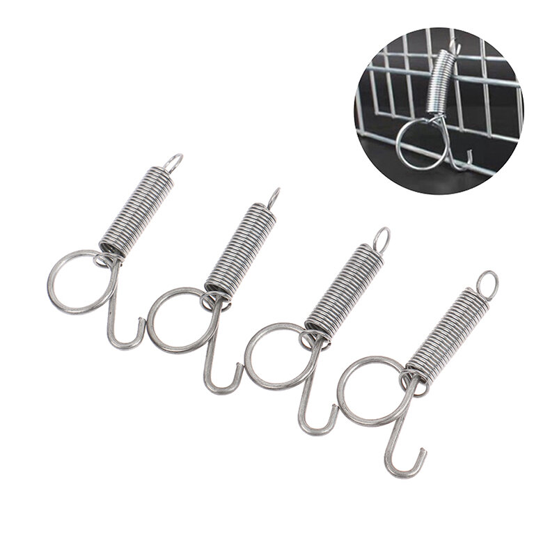 10Pcs Multipurpose Spring Animal Cage Latches Lock Spring Rabbit Cage Door Tension Spring with Hook New