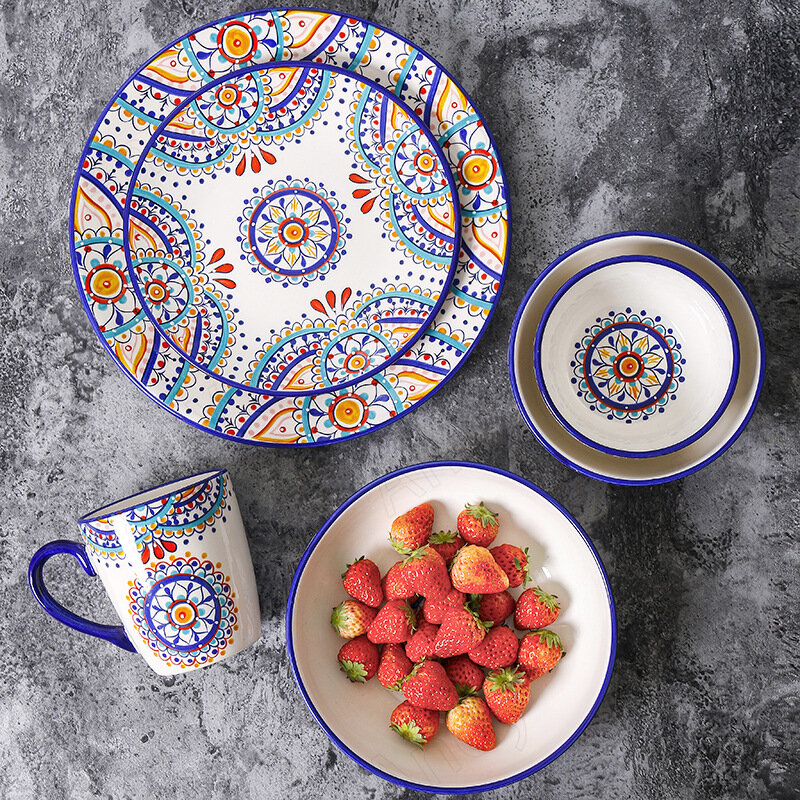 Criativo placa de cerâmica overglaze decorativo ocidental bife prato americano pintados à mão frutas salada pratos cozinha em casa utensílios de mesa