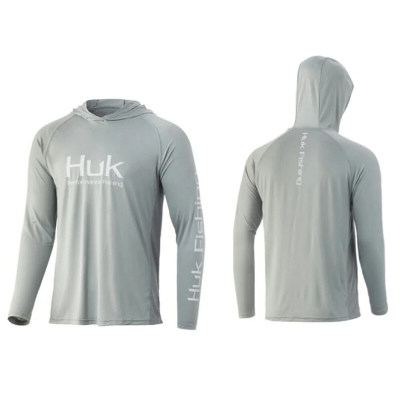 HUK-ropa De Pesca De manga larga para hombre, camiseta De Pesca con protección solar Uv, transpirable, con capucha