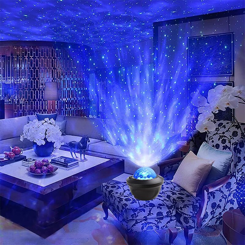 Led estrela projetor galaxy luzes da noite projetor embutido bluetooth alto-falante oceano onda luz com controle remoto para crianças quarto decoração