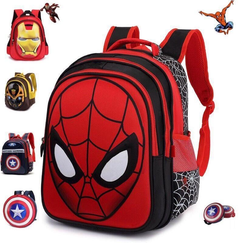 Tas Sekolah Anak-anak Spiderman Baru Tas Sekolah Anak Perempuan Remaja Kapten Amerika Pola Bumblebee Tas Sekolah Pahlawan Marvel Hadiah Anak Laki-laki