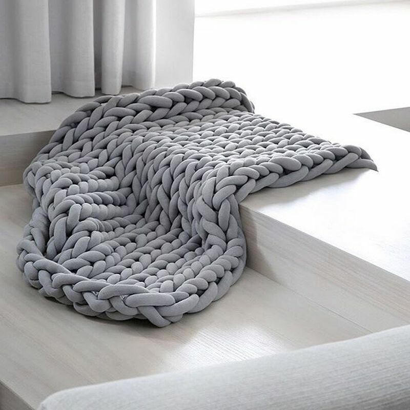 New 127*152cm Fashion Hand Chunky Wool Knitted Blanket Thick Yarn Merino Wool Bulky Knitting Throw Blankets Chunky Knit Blanket