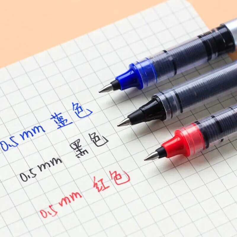 12 pces s656 caneta de bola líquida reta marcador neutro estudante teste 0.5 preto escritório assinatura água trabalho