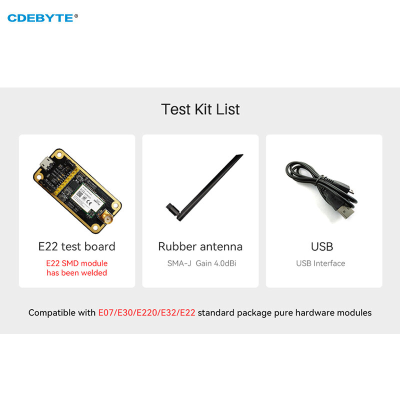Kit de carte de Test 22dBm 7km Interface USB E22-400MBL-01 pour Module LoRa E22-400M22S sans fil Compatible avec E07/E30/E220/E32/E22