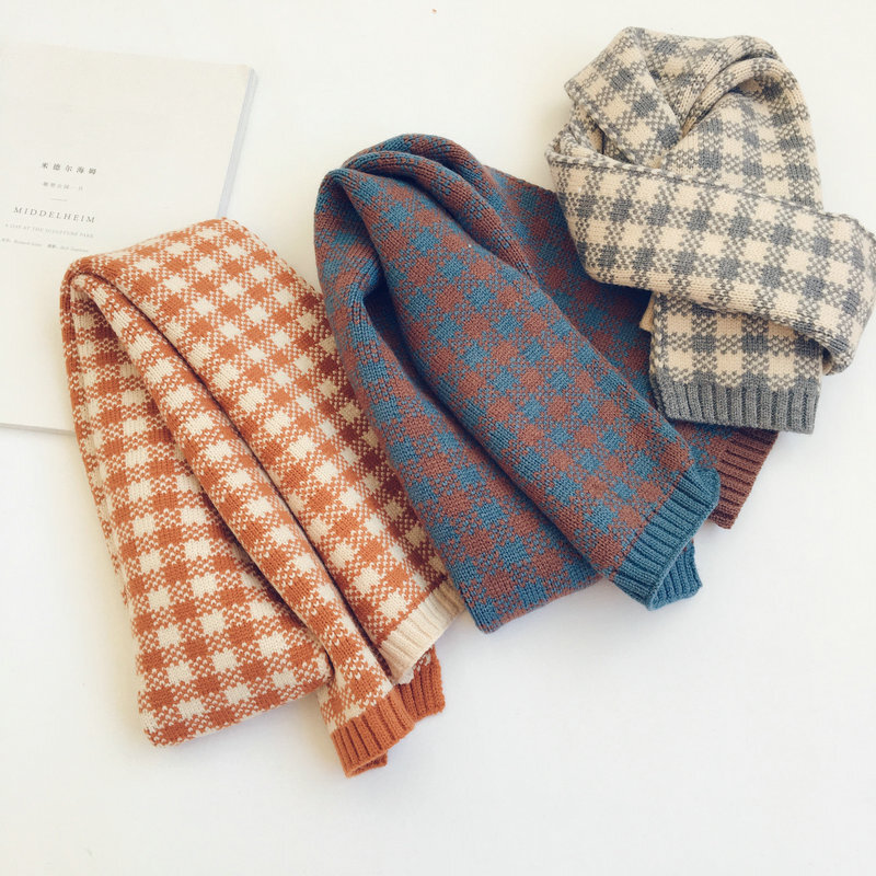 Écharpe en laine tricotée pour enfants, mode coréenne, pour fille et garçon, Plaid chaud, col, châle doux, automne hiver