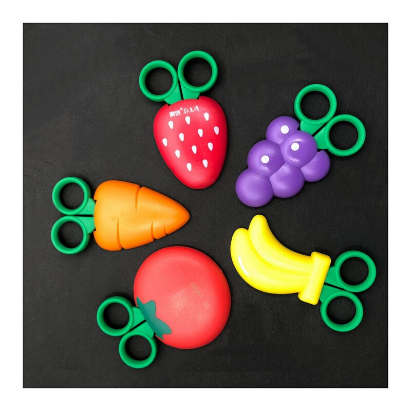 1 pçs kawaii bonito tesoura crianças frutas forma estudante material de escritório seguro sem ferir as mãos sd198