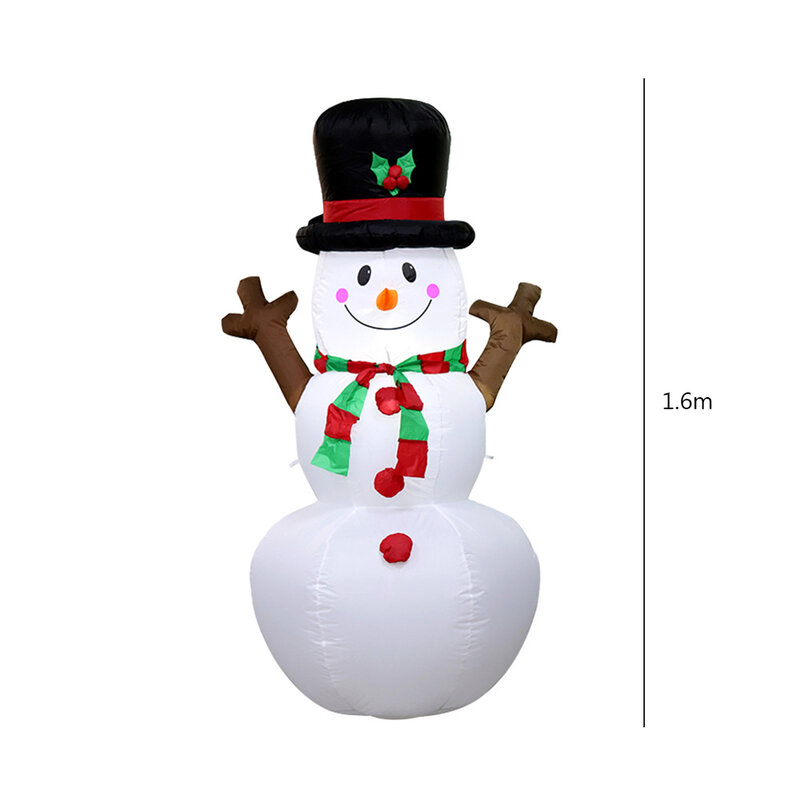 1.6m 풍선 눈사람 파티 풍선 LED 만화 눈사람 정원 잔디 마당 풍선 장식, 크리스마스 장식
