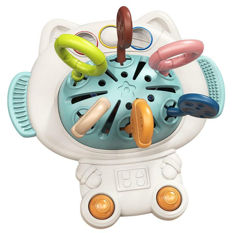 4 em 1 bebê sensorial montessori brinquedo de silicone ufo viagem puxar corda brinquedo para o desenvolvimento do motor fino habilidade presente aniversário para crianças
