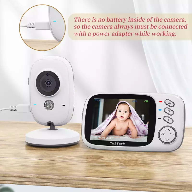 Taktark 3.2 polegada cor de vídeo sem fio monitor do bebê portátil bebê babá câmera segurança ir led night vision intercom